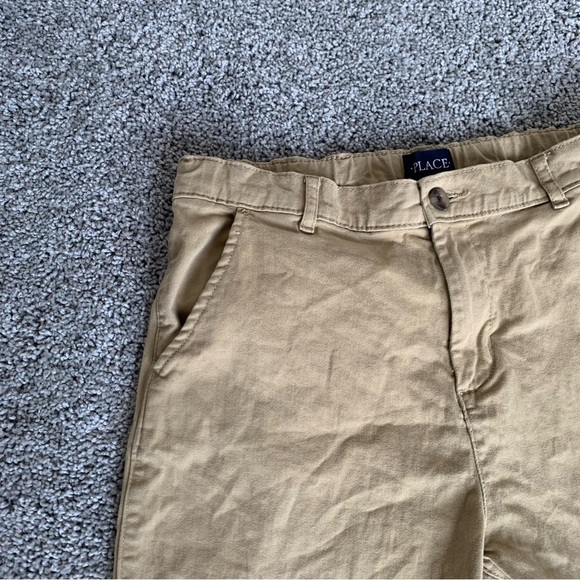 Children's Place Boys Uniform Stretch Chino Shorts Flax Color Size 14 Husky - Picture 2 of 7